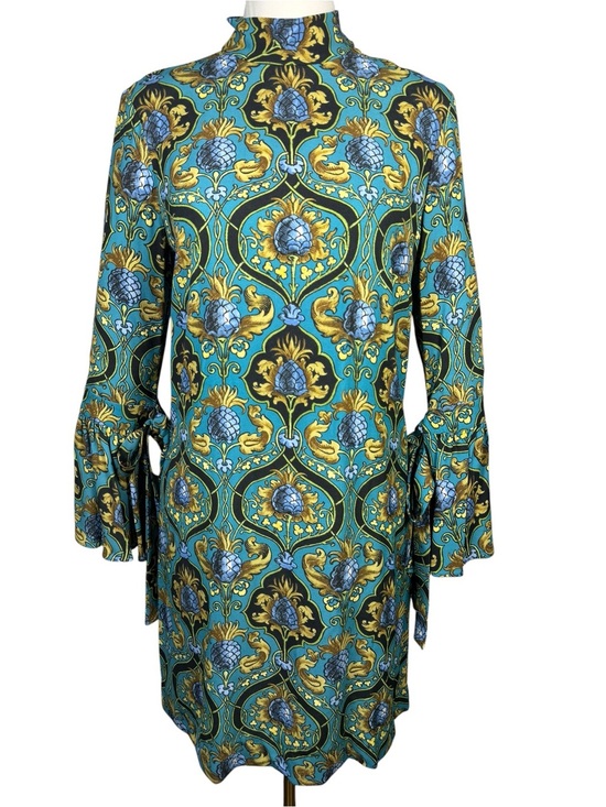 LA DoubleJ Dresses & Skirts - La DoubleJ Foxy Style Mini Dress Archival Ananas Print High Neck Bell Sleeve S